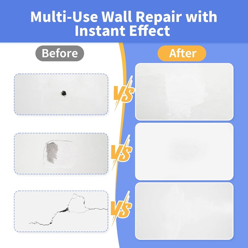 YKF Drywall Repair Kit (18 oz) - Spackle Wall Repair Paste with Scraper & Self-Adhesive Mesh - Quick Dry, Waterproof Wall Mending Agent for Holes, Cracks, Nail Holes, Dents, Graffiti (White) - Image 5